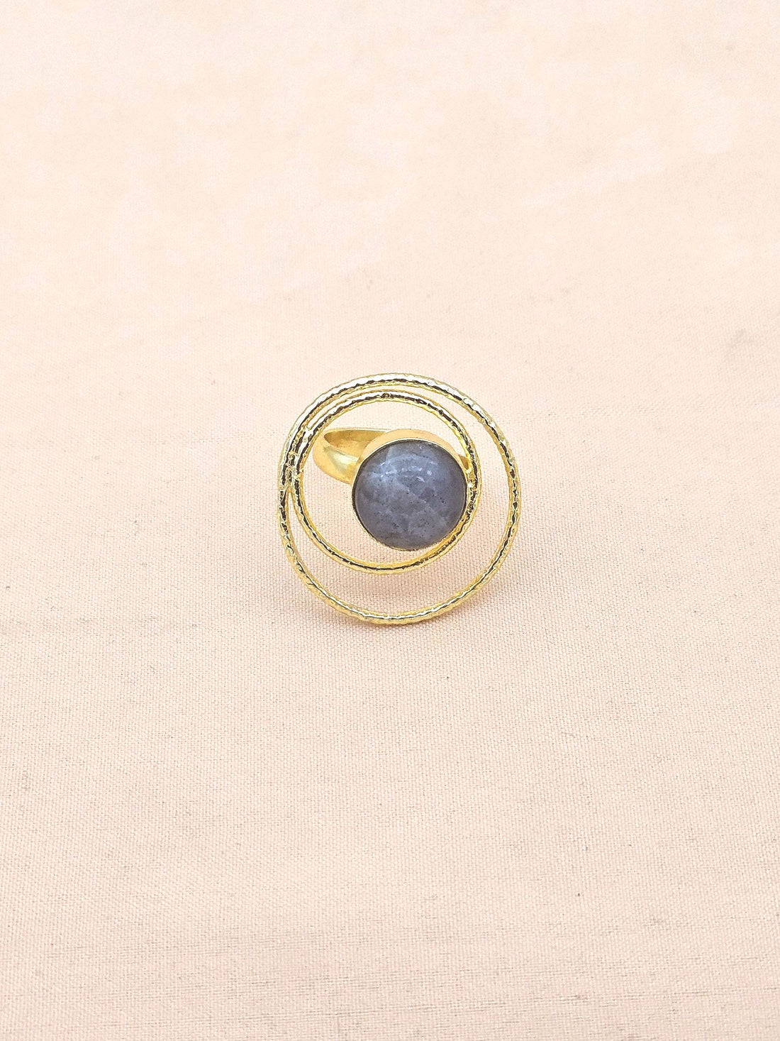 Gold Plated Labradorite Stone Rings for Women - Handcrafted Designer Statement Ring