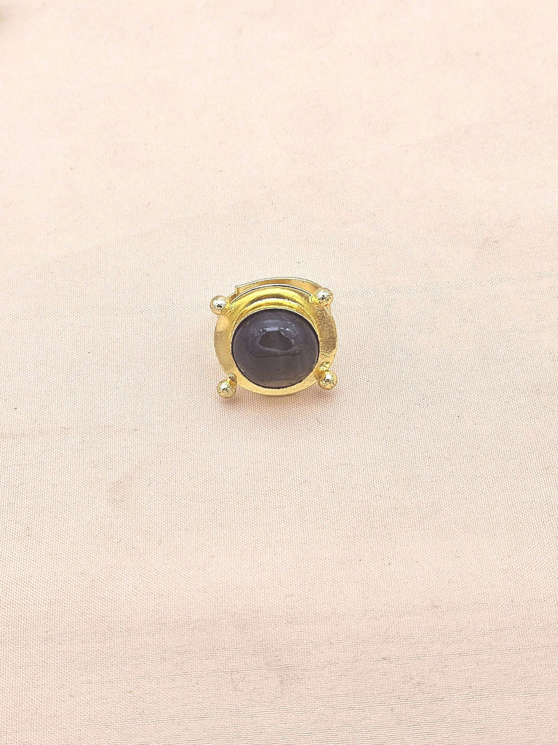Awesome Gold plated Labradorite stone Round Designer Finger Ring for women