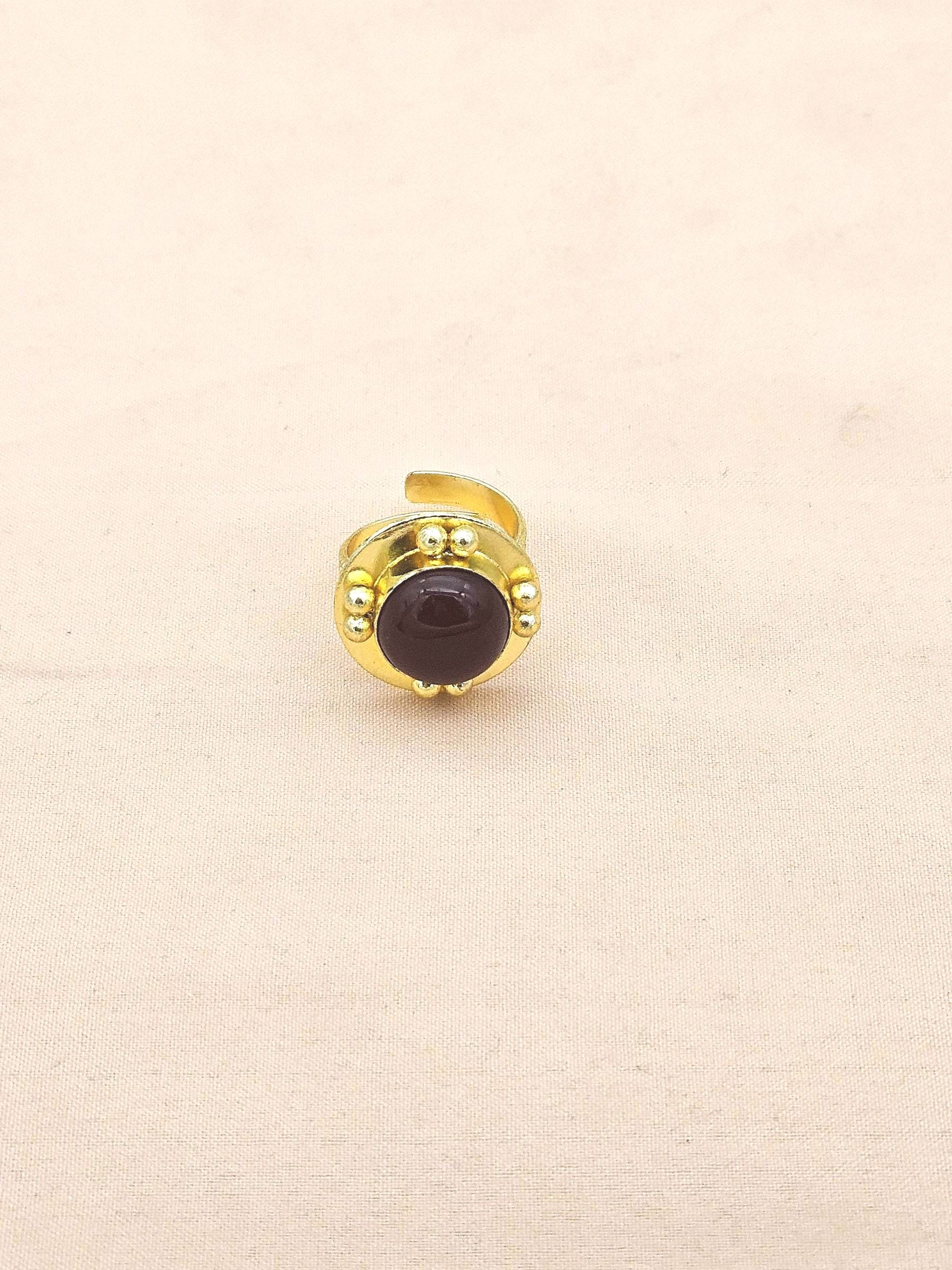 Amazing Gold plated Red Onyx stone Round Designer Finger Ring for women