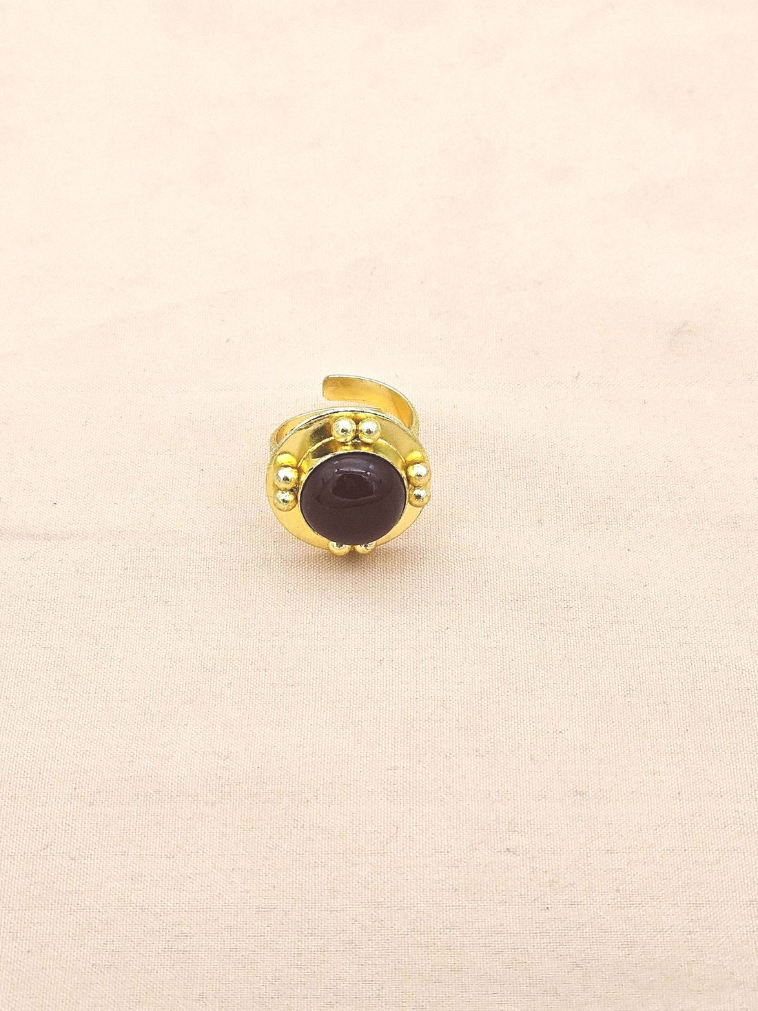 Amazing Gold plated Red Onyx stone Round Designer Finger Ring for women
