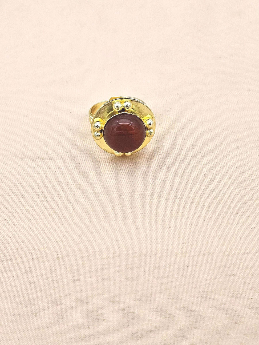 Amazing Gold plated Carnelian stone Round Designer Finger Ring for women