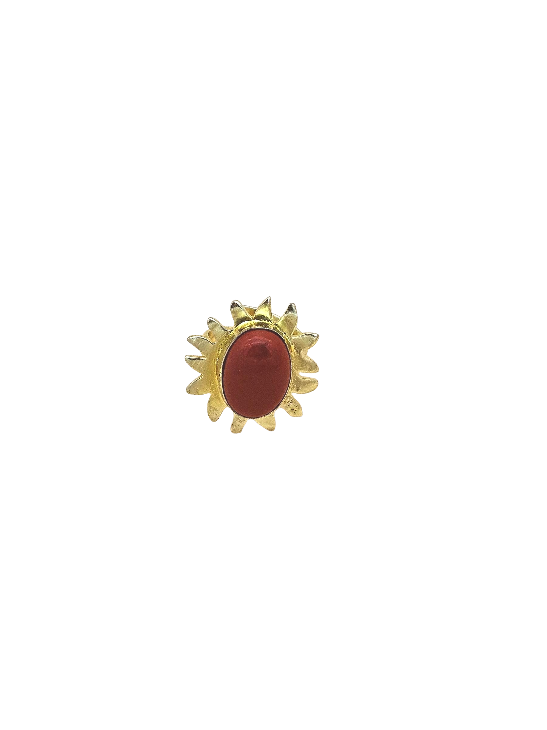 Handcrafted Oval Coral Ring – Gold Plated Floral Designer Fashion Jewelry for Women