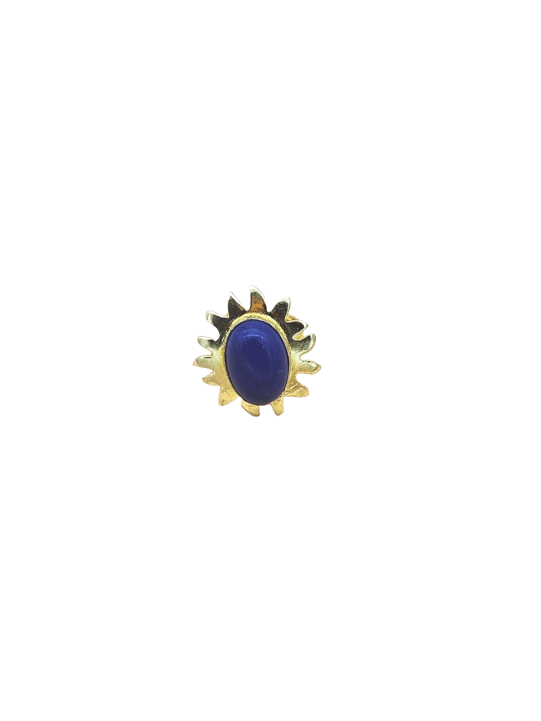 Handcrafted Oval Blue Onyx Ring – Gold Plated Floral Designer Fashion Jewelry for Women