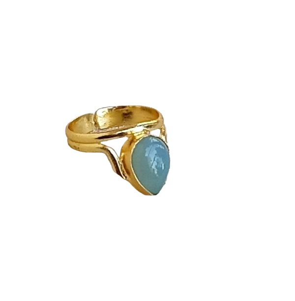 Awesome Gold plated Chalcedony stone Designer Light Weight Finger Ring for women