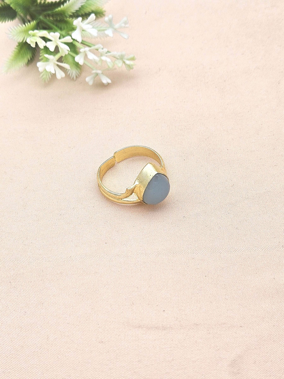 Awesome Gold plated Chalcedony stone Designer Light Weight Finger Ring for women