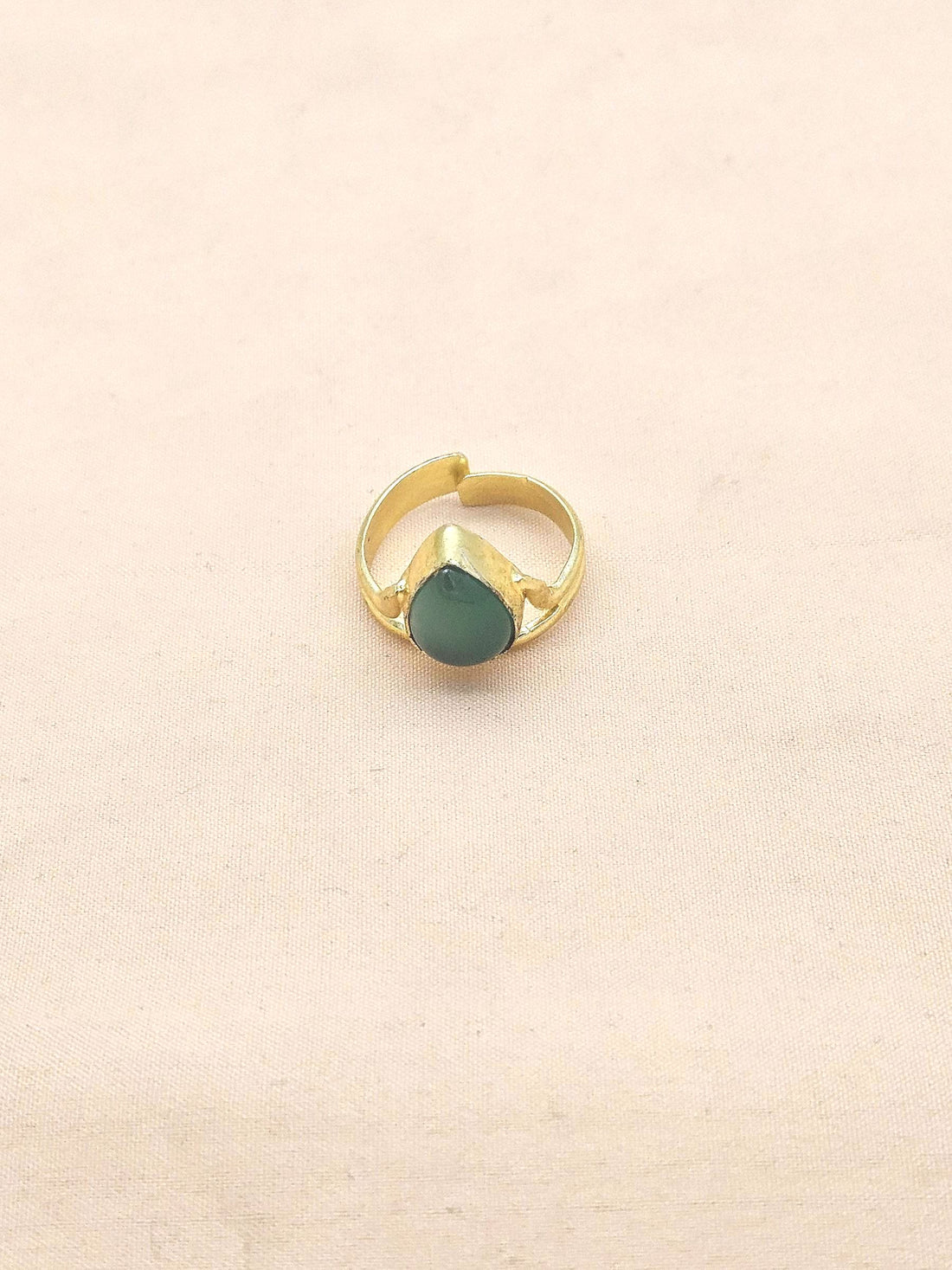Awesome Gold plated Green Onyx stone Designer Light Weight Finger Ring for women