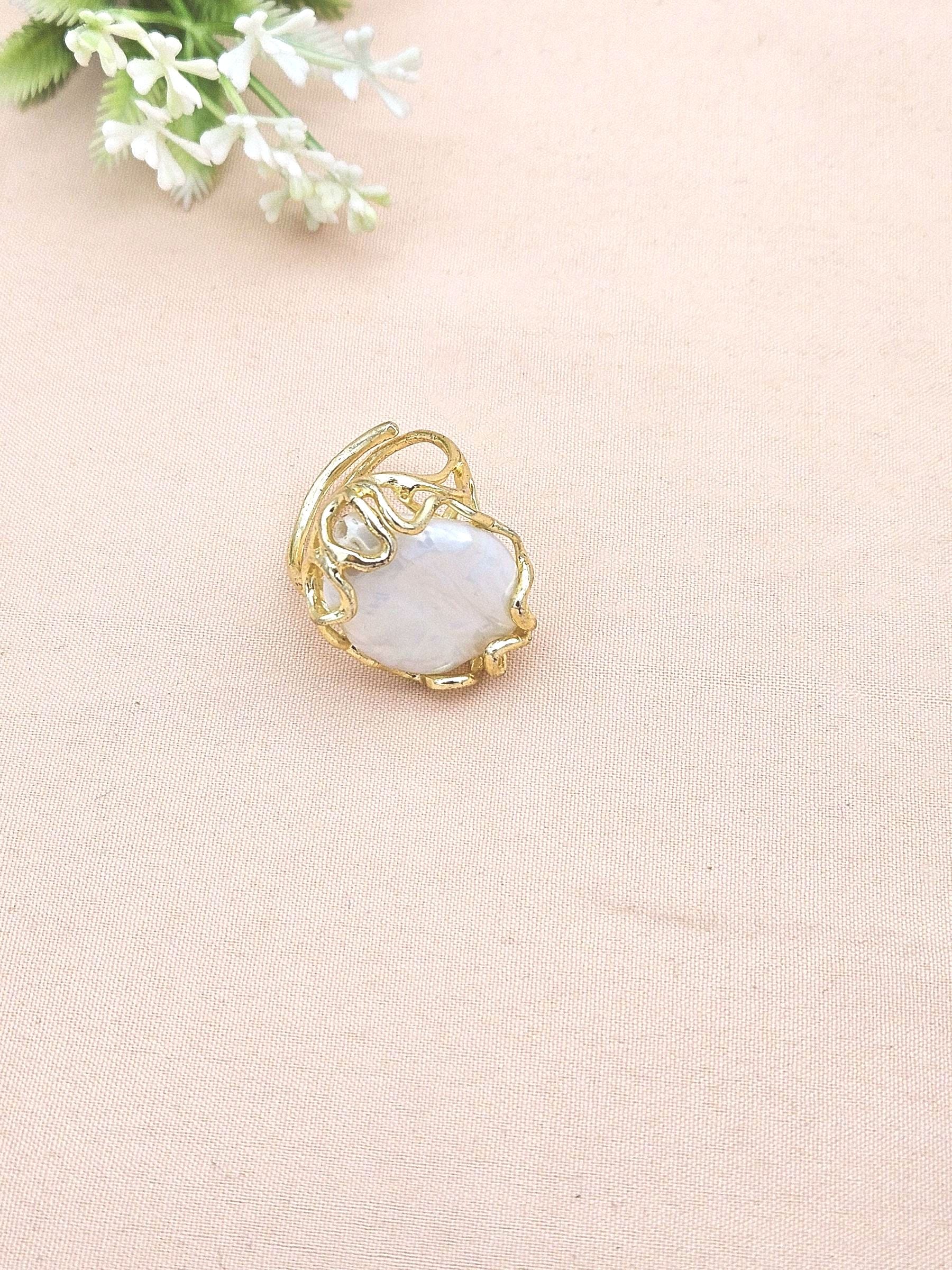 Stunning Gold plated Baroque Pearl Artistic Designer Handcrafted Finger Ring for women