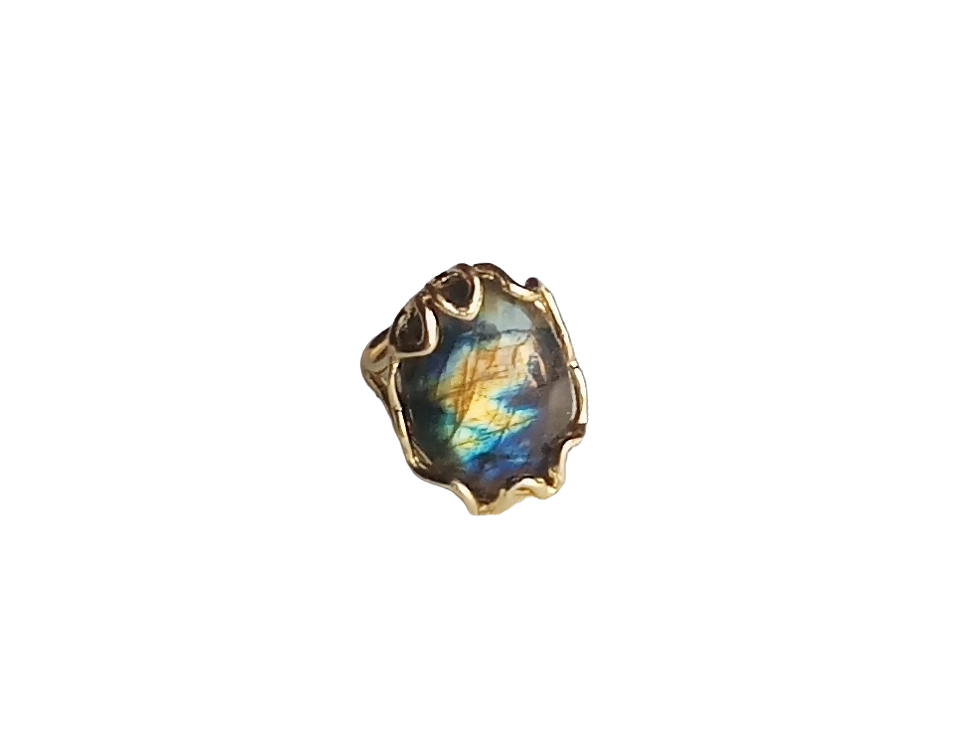 Stunning Gold plated Labradorite Artistic Designer Handcrafted Finger Ring for women