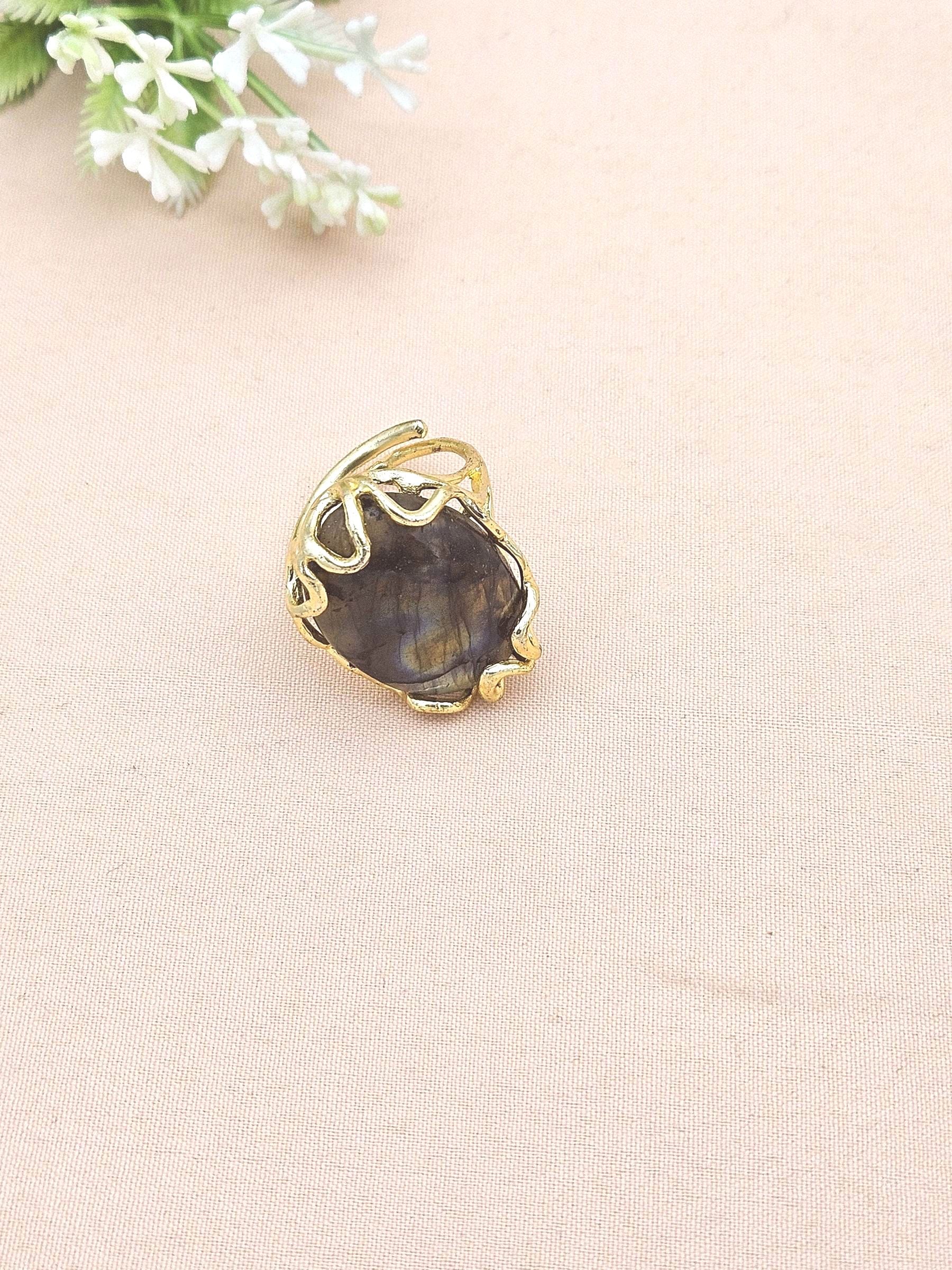 Stunning Gold plated Labradorite Artistic Designer Handcrafted Finger Ring for women
