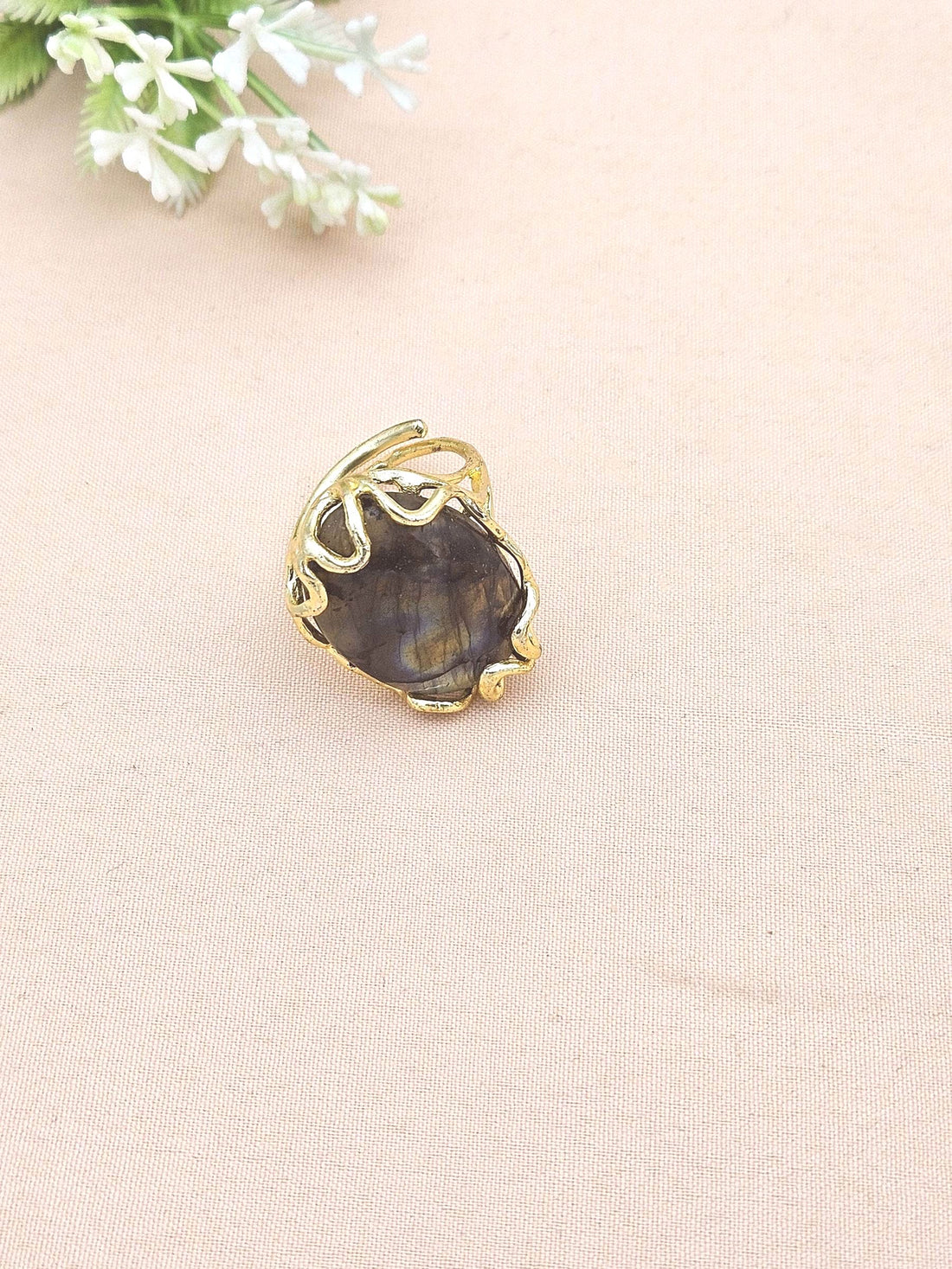 Stunning Gold plated Labradorite Artistic Designer Handcrafted Finger Ring for women