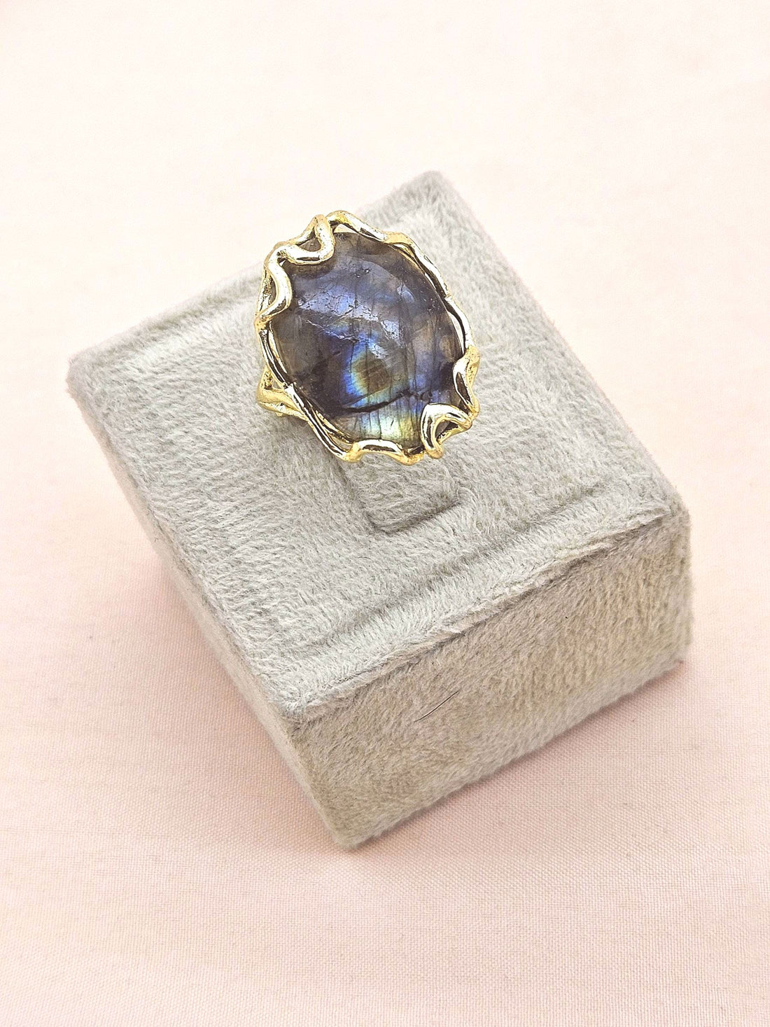 Stunning Gold plated Labradorite Artistic Designer Handcrafted Finger Ring for women