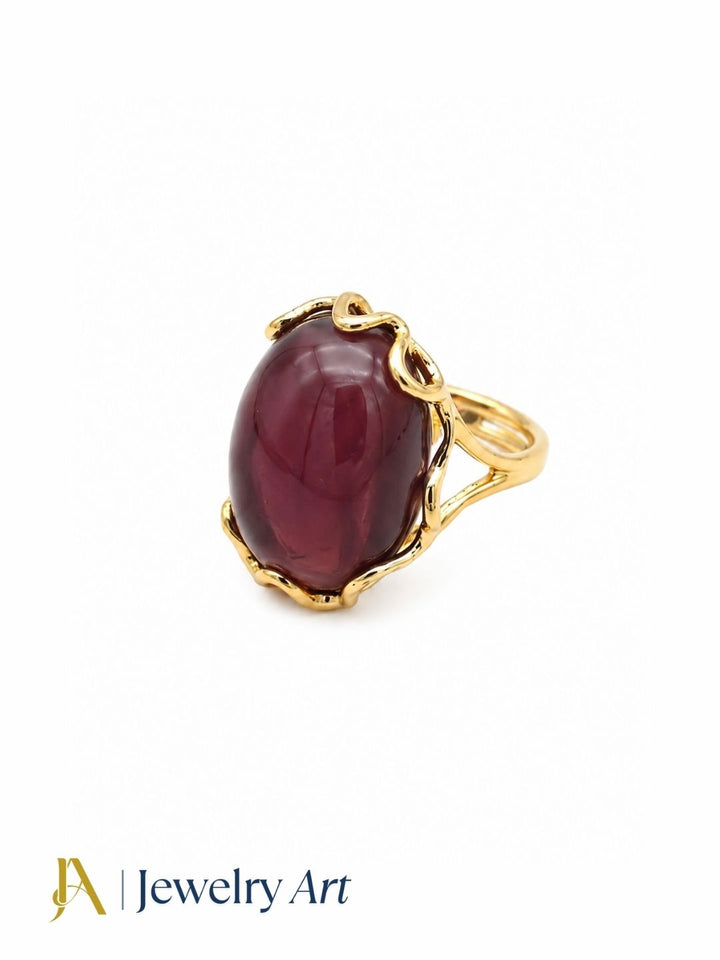Luxury handcrafted Amethyst gemstone finger ring with gold plated finish, featuring a natural gemstone and timeless artisan craftsmanship.
