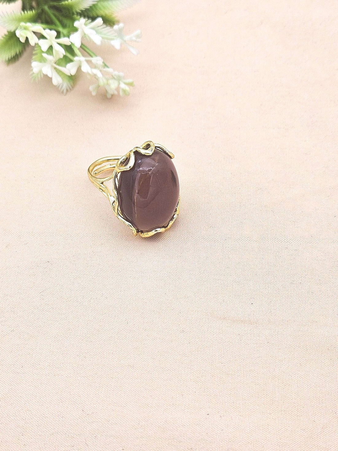 Stunning Gold plated Amethyst Artistic Designer Handcrafted Finger Ring for women