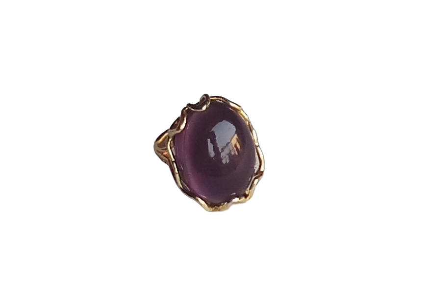 Stunning Gold plated Amethyst Artistic Designer Handcrafted Finger Ring for women