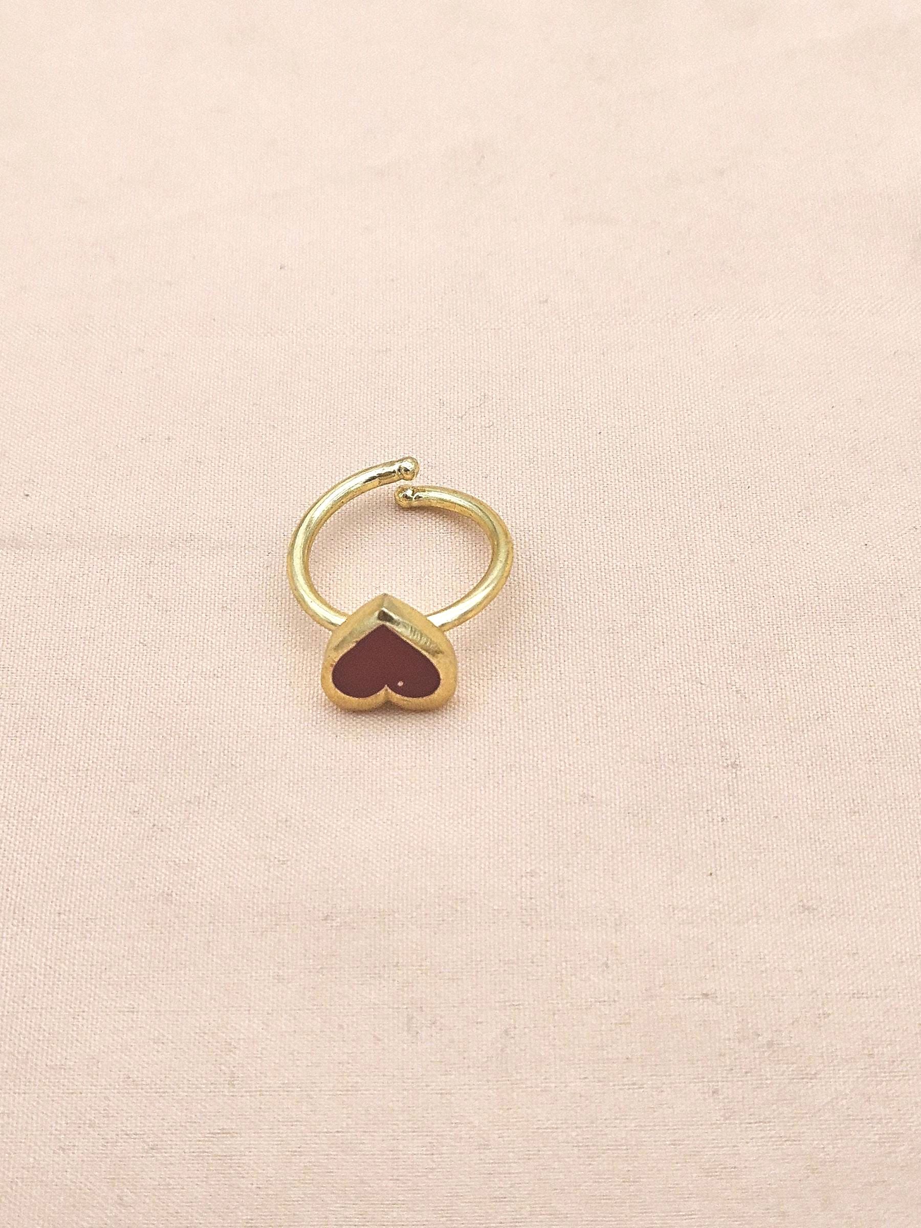 Amazing Antique Gold Heart shape Red Enamel Awesome Designer Finger Ring