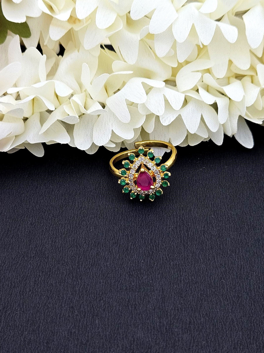 Amazing Antique Gold Cubic Zirconia-Hydro Quartz Awesome Designer Finger Ring