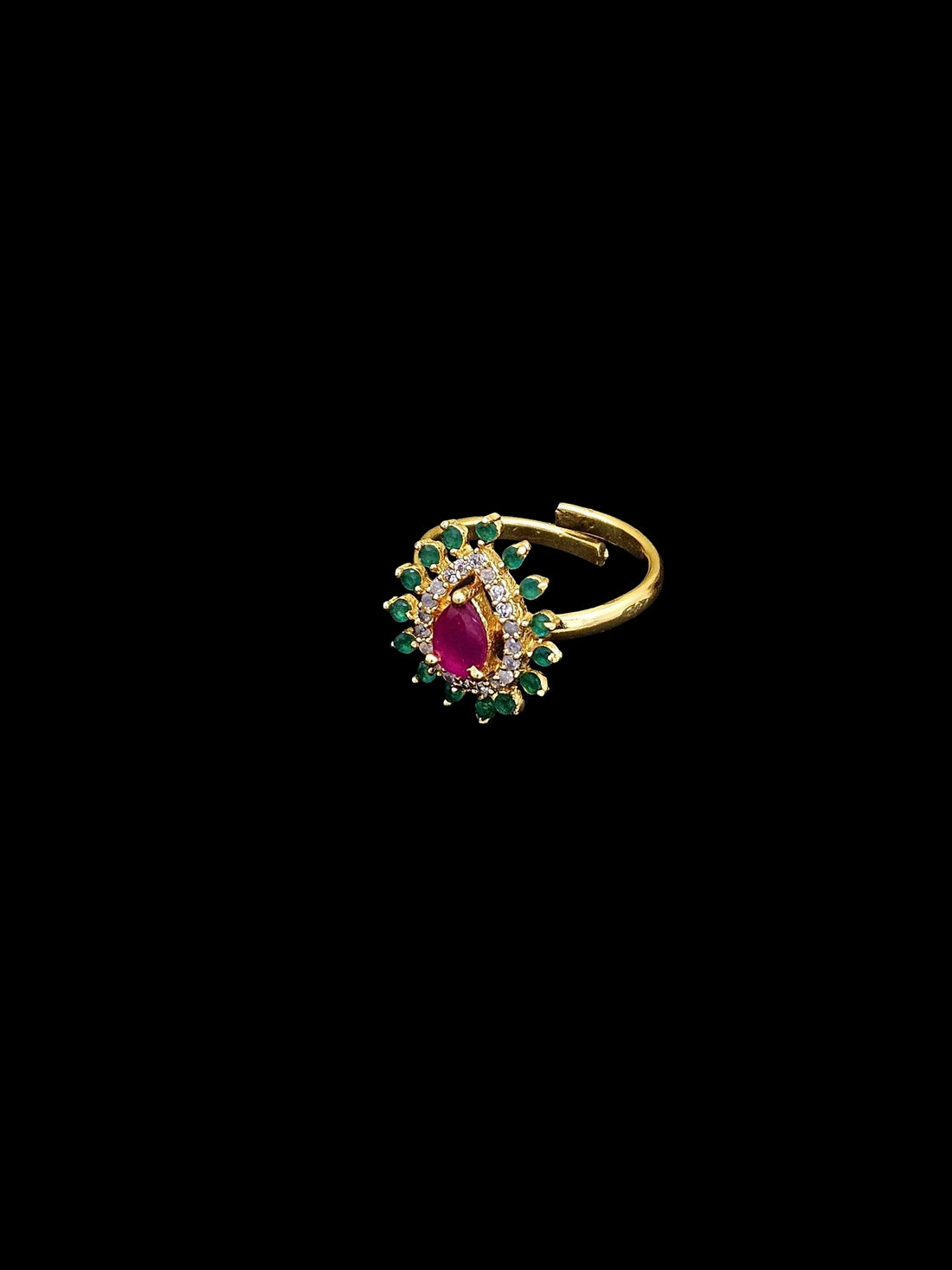 Amazing Antique Gold Cubic Zirconia-Hydro Quartz Awesome Designer Finger Ring