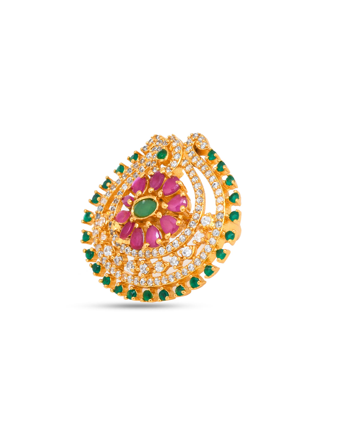 Women’s antique gold finger ring with stylish designer accents, perfect for ethnic and party looks
