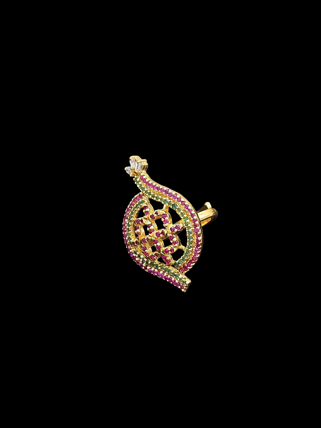 Amazing Antique Gold Cubic Zirconia-Hydro Quartz Awesome Designer Finger Ring