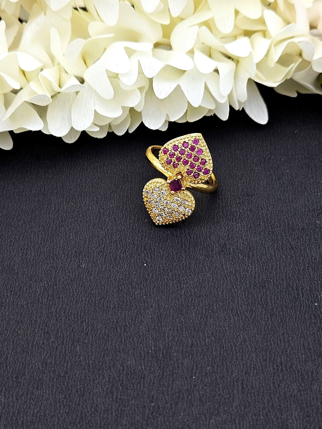 Amazing Antique Gold Cubic Zirconia-Hydro Quartz Awesome Designer Finger Ring