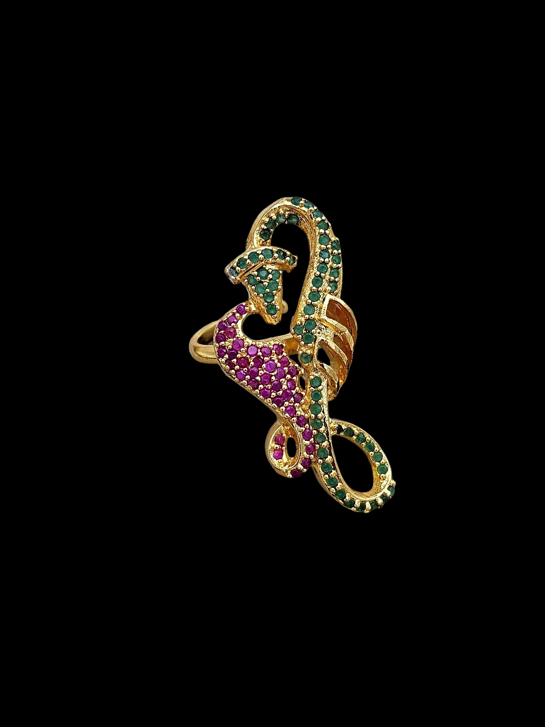 Amazing Antique Gold Cubic Zirconia-Hydro Quartz Awesome Designer Finger Ring