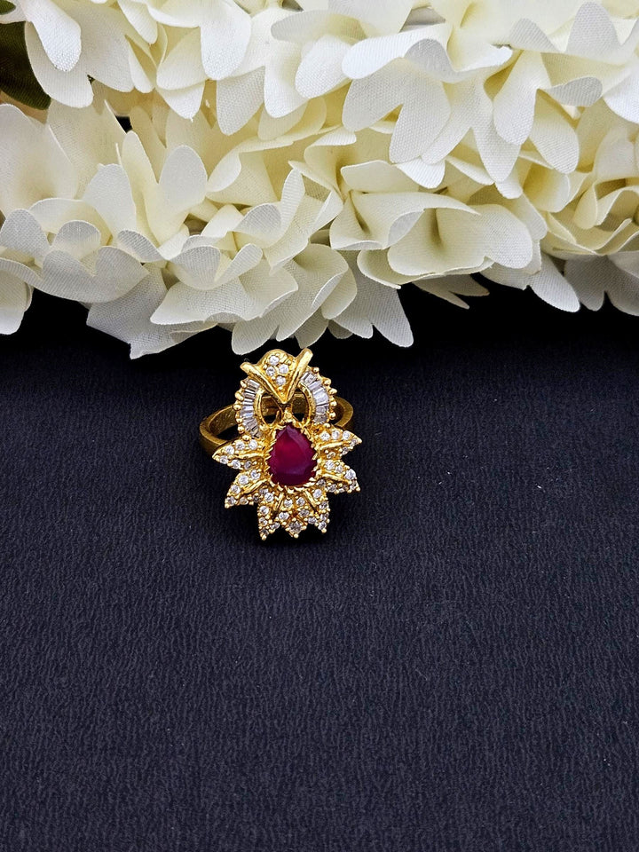 Amazing Antique Gold Cubic Zirconia-Hydro Quartz Awesome Designer Finger Ring