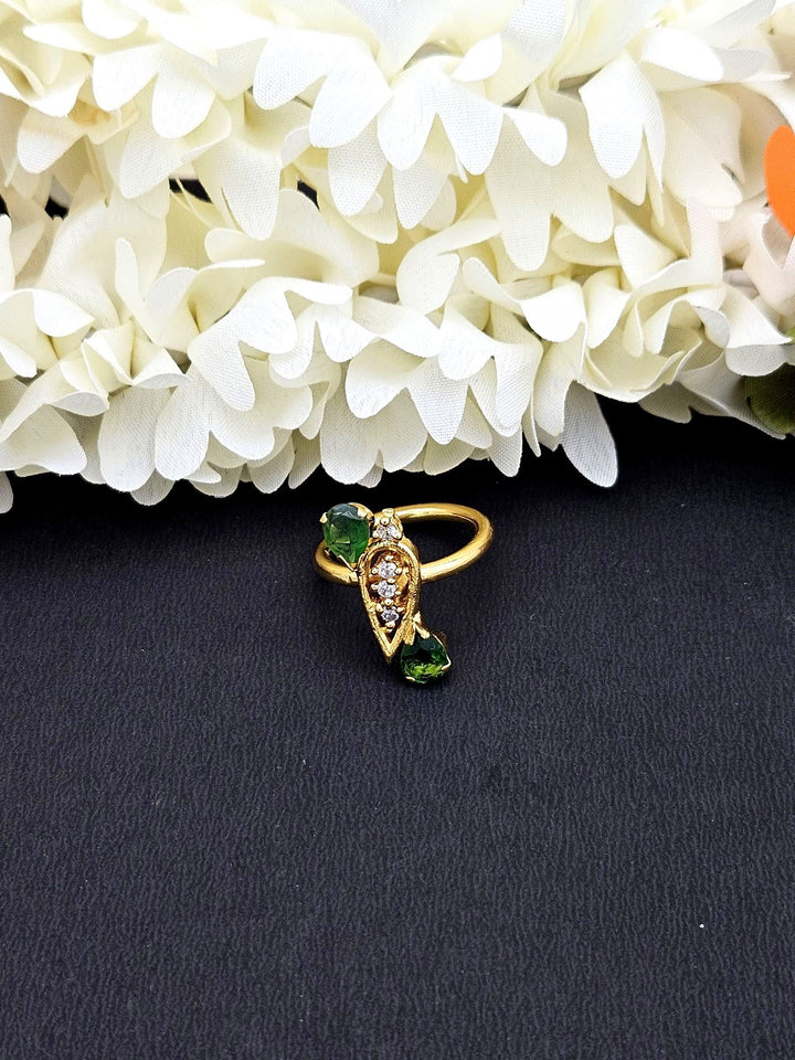 Amazing Antique Gold Cubic Zirconia-Hydro Quartz Awesome Designer Finger Ring