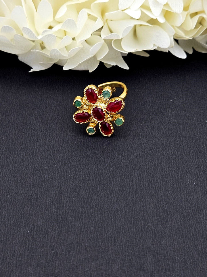 Amazing Antique Gold Cubic Zirconia-Hydro Quartz Awesome Designer Finger Ring