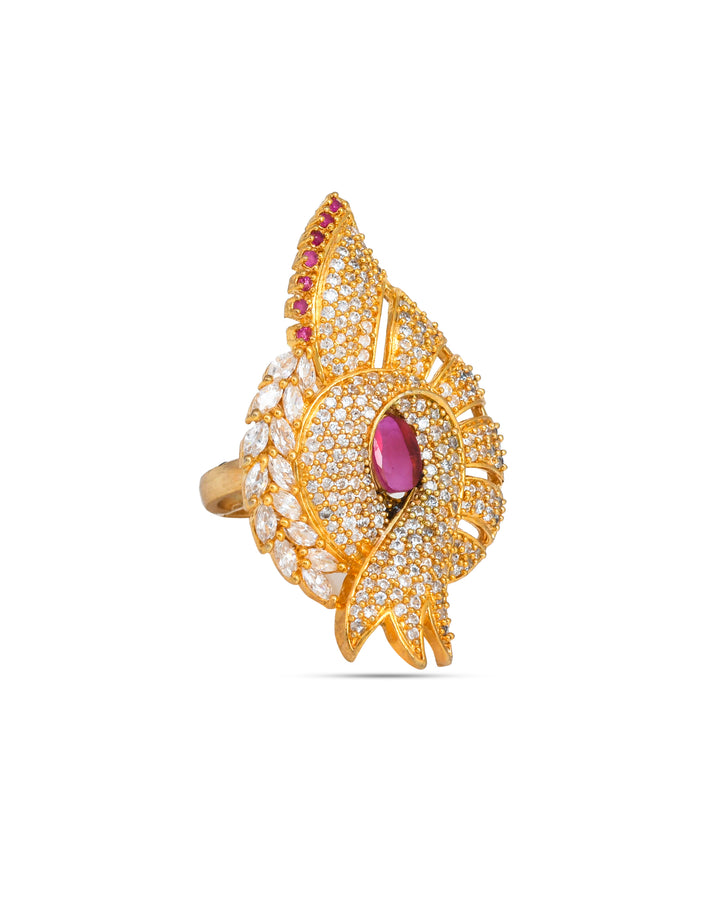 Designer antique gold finger ring with exquisite detailing, perfect for weddings and special events
