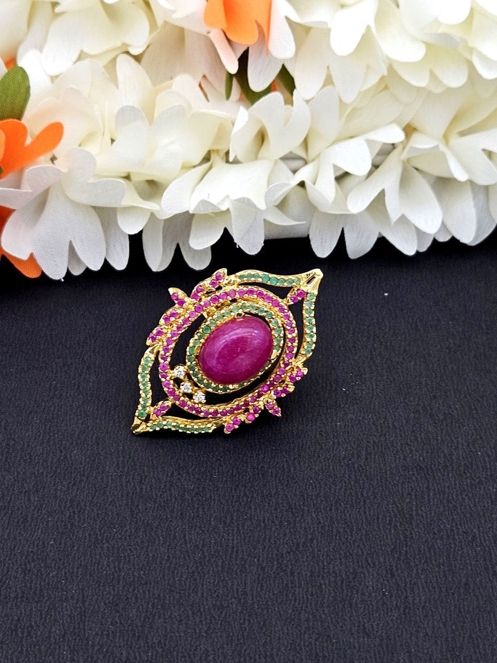 Amazing Antique Gold Cubic Zirconia-Hydro Quartz Awesome Designer Finger Ring