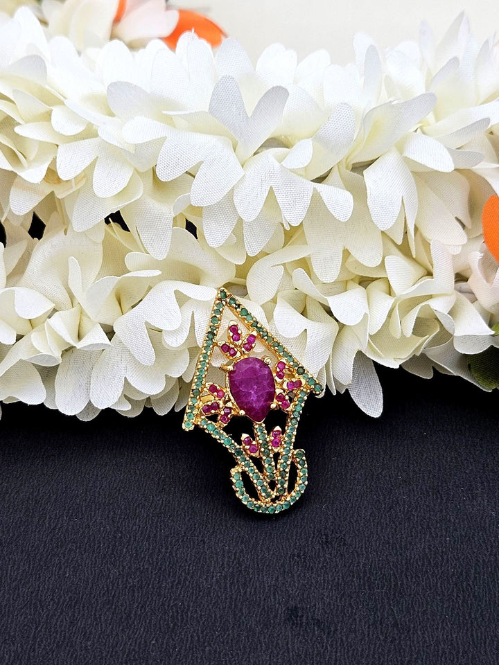 Amazing Antique Gold Cubic Zirconia-Hydro Quartz Awesome Designer Finger Ring