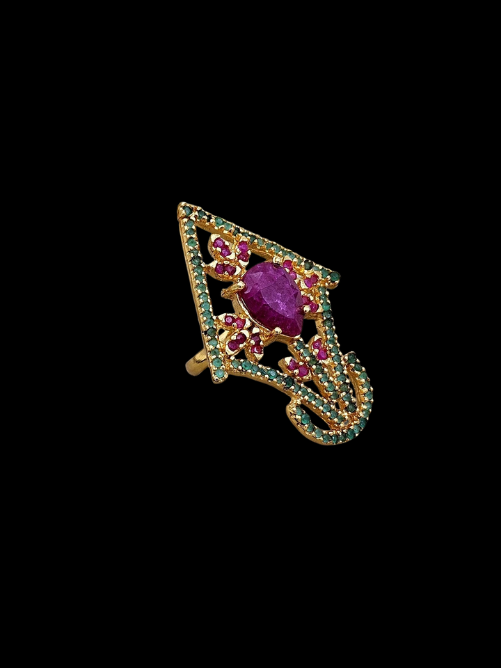 Amazing Antique Gold Cubic Zirconia-Hydro Quartz Awesome Designer Finger Ring