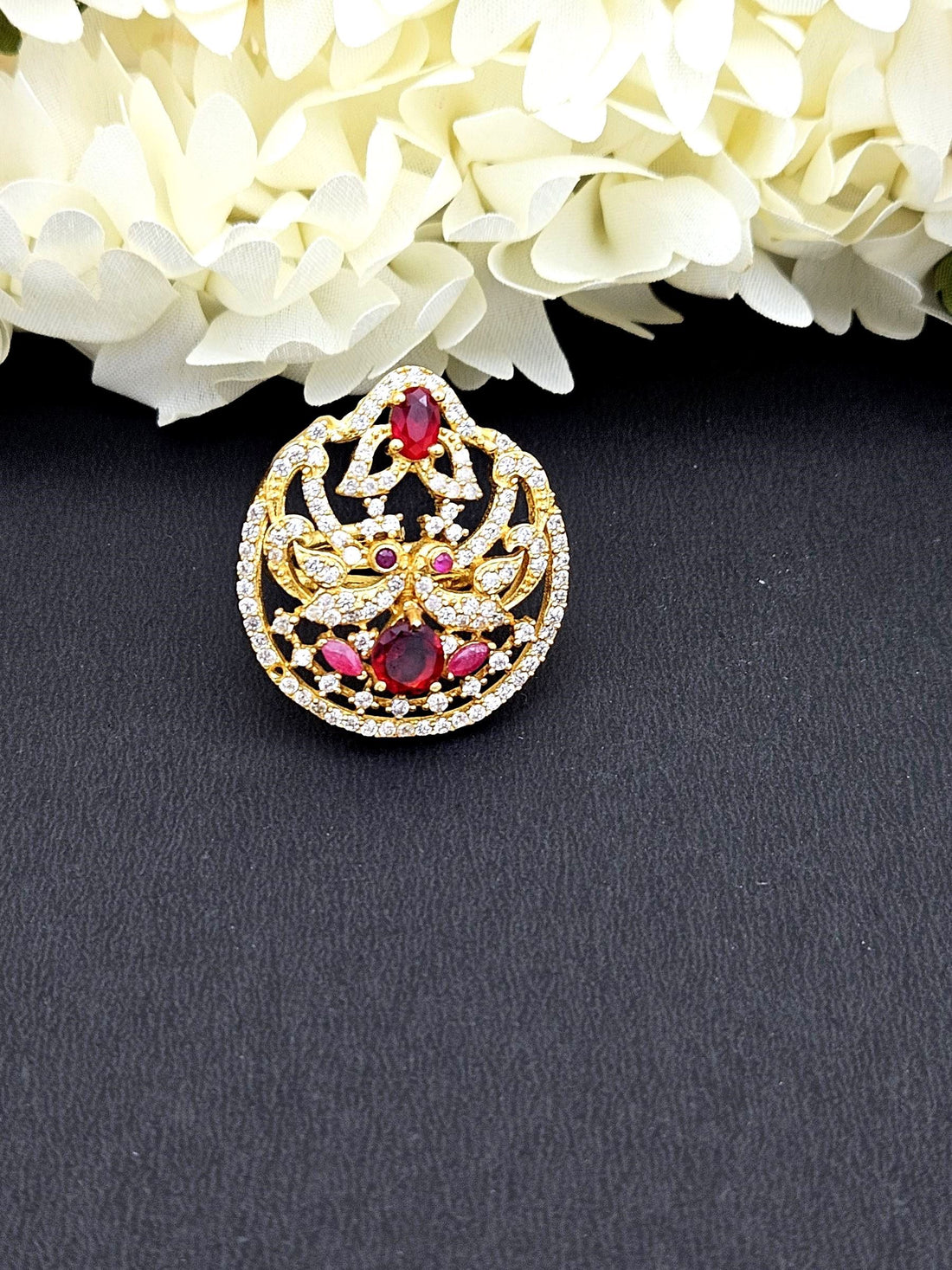 Amazing Antique Gold Cubic Zirconia-Hydro Quartz Awesome Designer Finger Ring