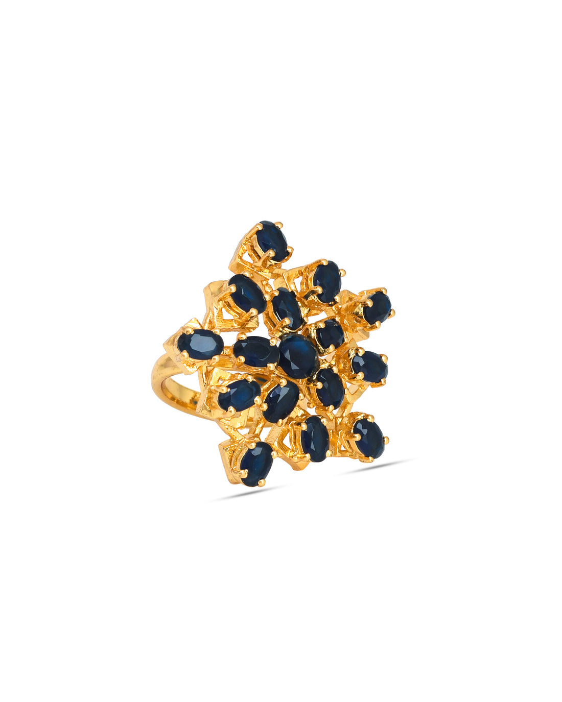 Antique gold plated flower ring with intricate craftsmanship, ideal for timeless fashion and ethnic charm
