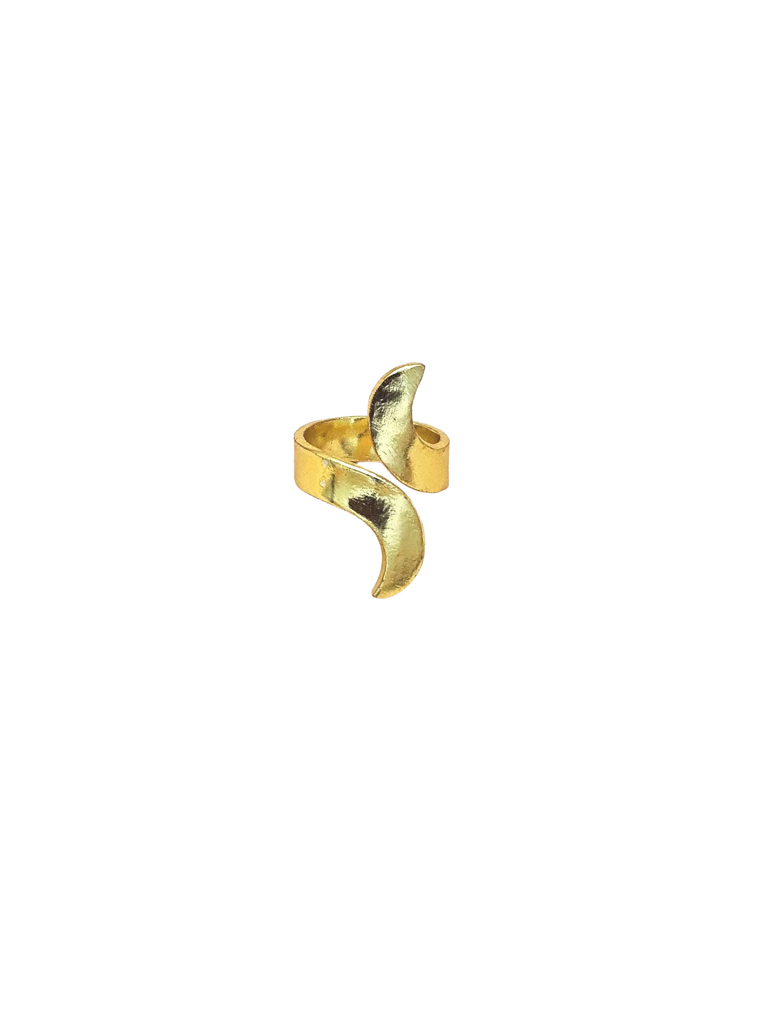 Charming Gold plated Plain Simple Leaf Designer Light Weight US Size 9 Finger Ring