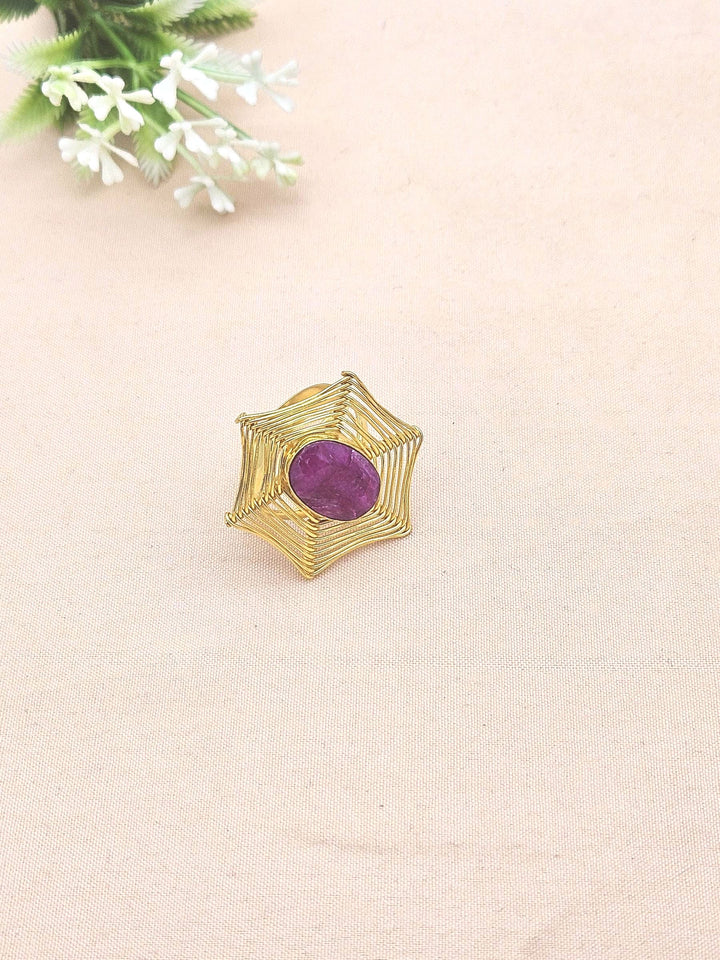 Awesome Gold plated Red Hathipara Spider Designer Light Weight US Size 8.5 Finger Ring