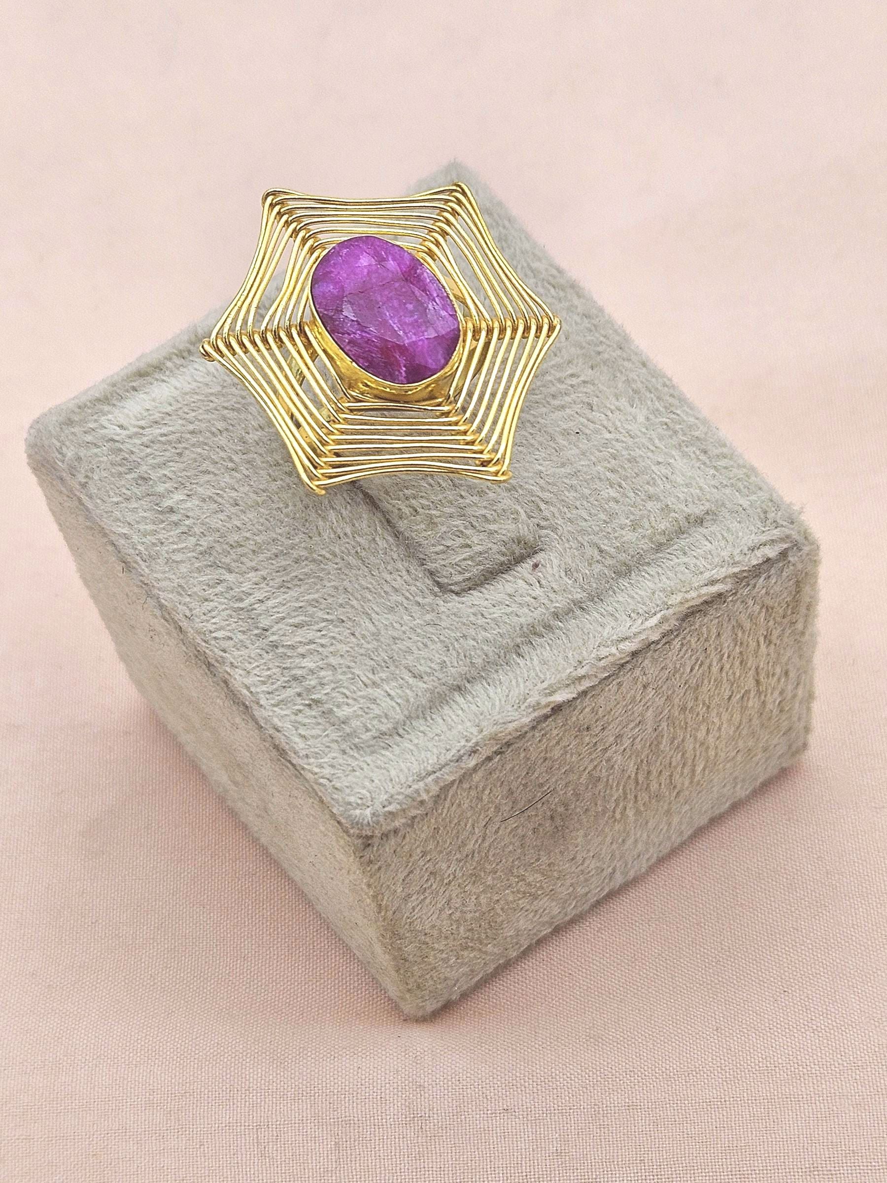 Awesome Gold plated Red Hathipara Spider Designer Light Weight US Size 8.5 Finger Ring