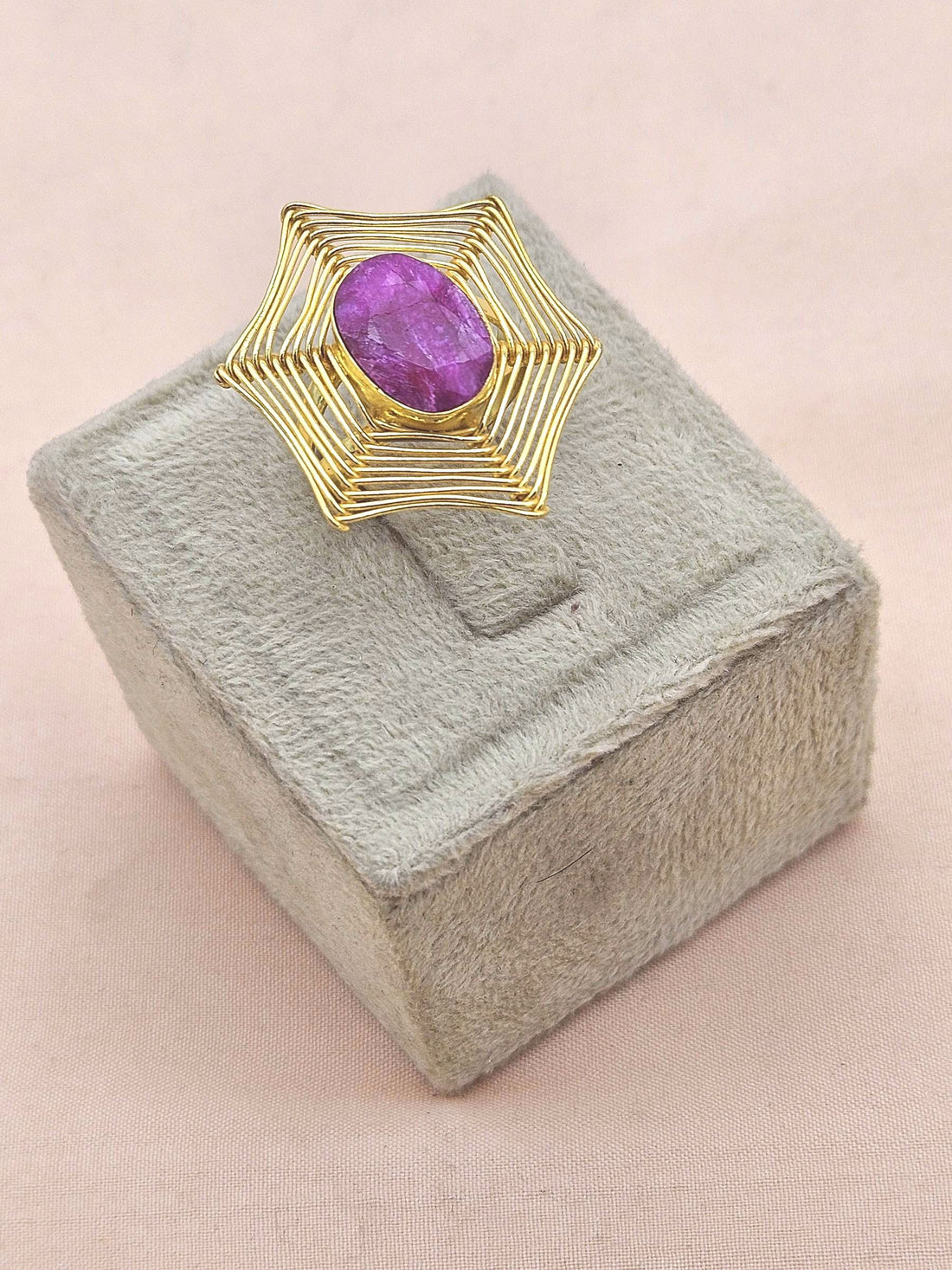 Awesome Gold plated Red Hathipara Spider Designer Light Weight US Size 8.5 Finger Ring