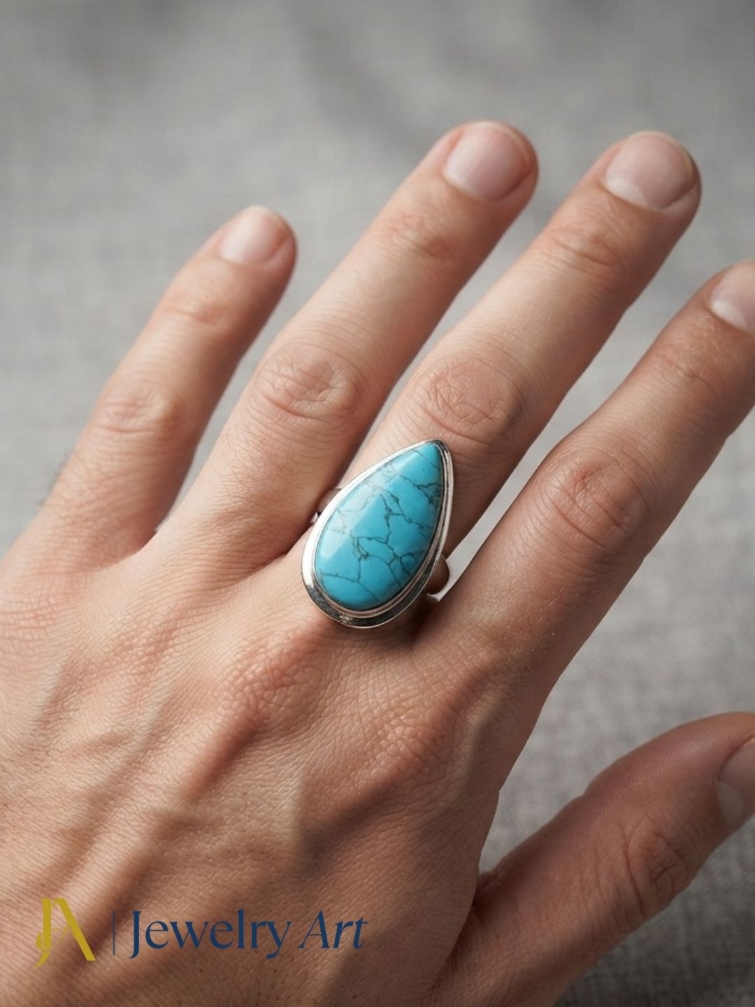 Stylish men's jewelry featuring Turquoise silver plated GS ring
