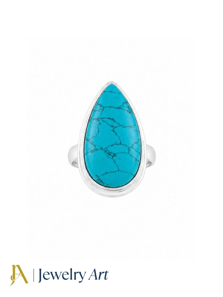 Premium Turquoise gemstone silver plated GS fashion ring for men
