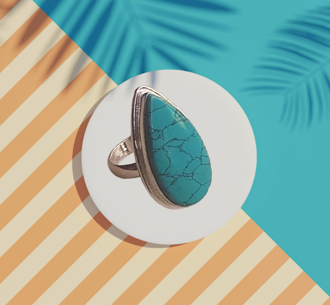 Stylish Turquoise stone Ring for Men – Silver Plated GS Handmade Charming Ring