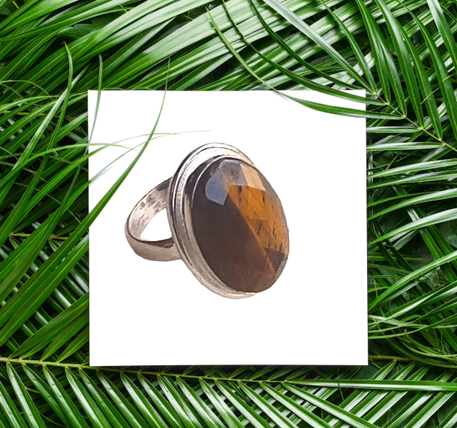 Handmade Faceted Tiger Eye stone Ring for Men – Silver Plated GS Awesome Designer Ring