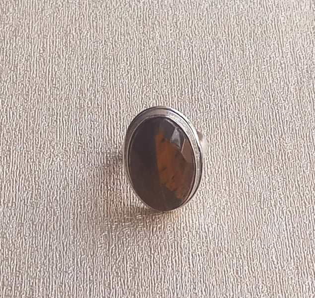 Handmade Faceted Tiger Eye stone Ring for Men – Silver Plated GS Awesome Designer Ring
