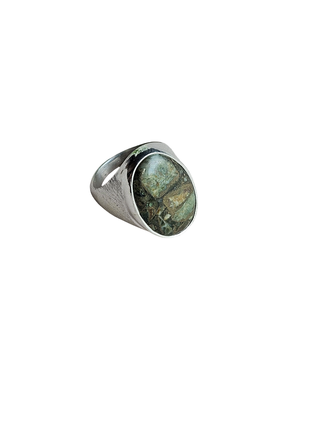 Natural Copper Chrysocola Gemstone Ring for Men – Handcrafted Silver Plated GS Statement Ring