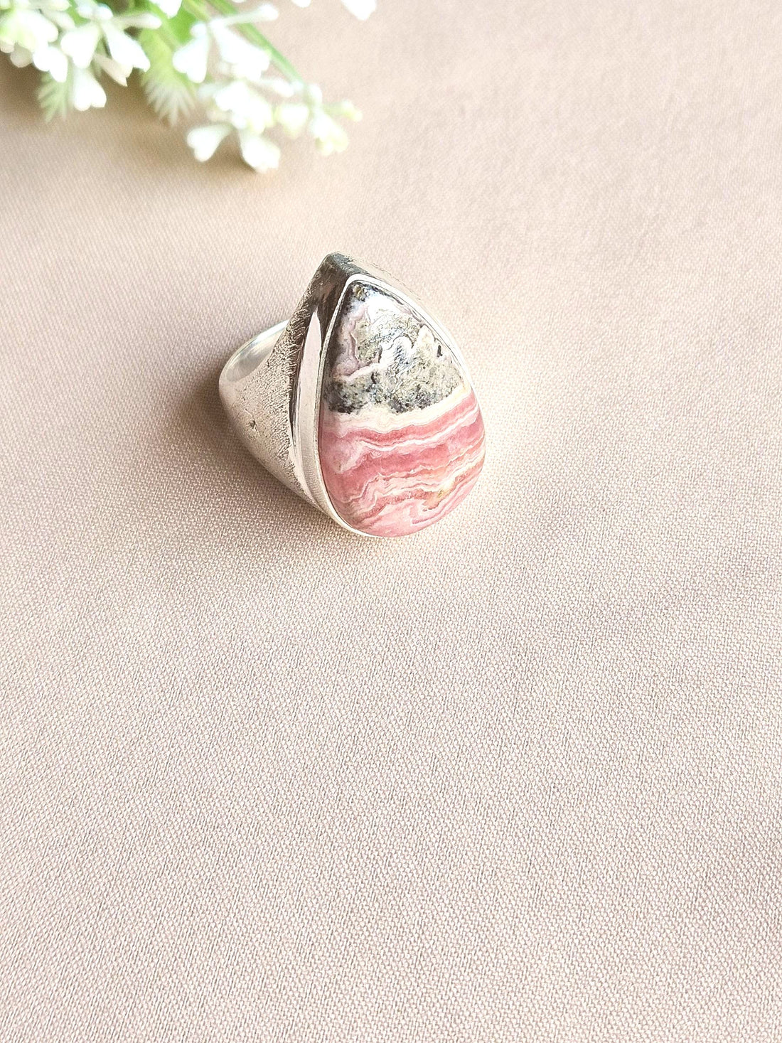 Men’s Natural Picture Jasper Ring – Handmade Silver Plated GS Designer Statement Ring