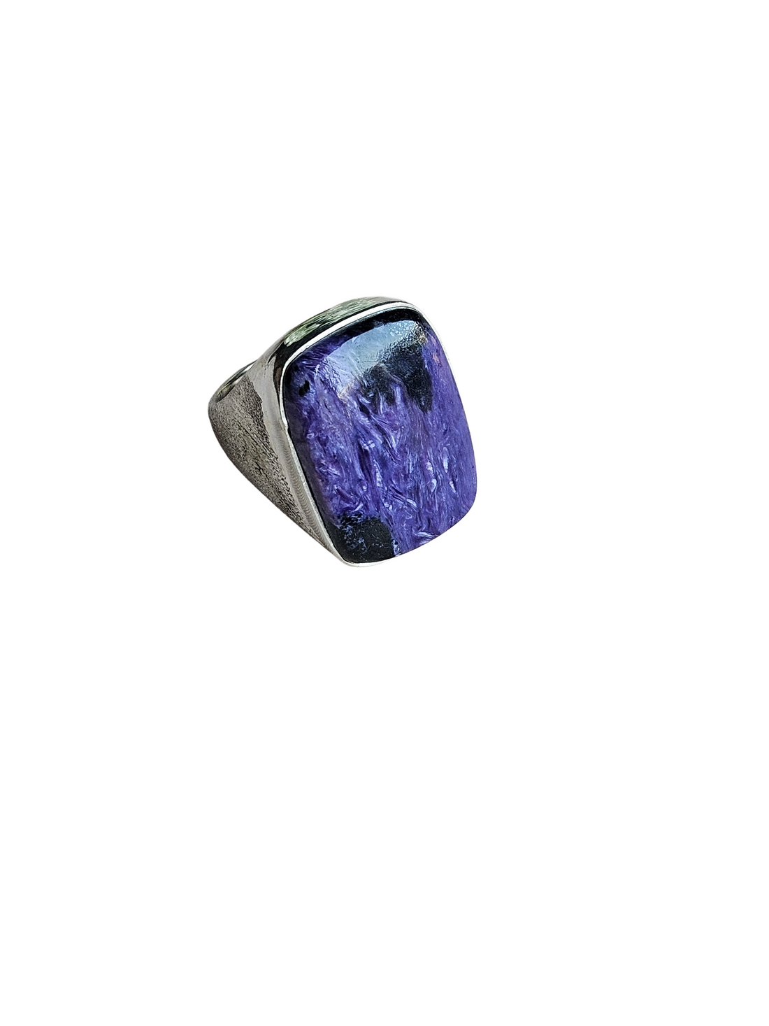 Premium Natural Charoite Ring for Men – Handcrafted Silver Plated GS Fashion Ring