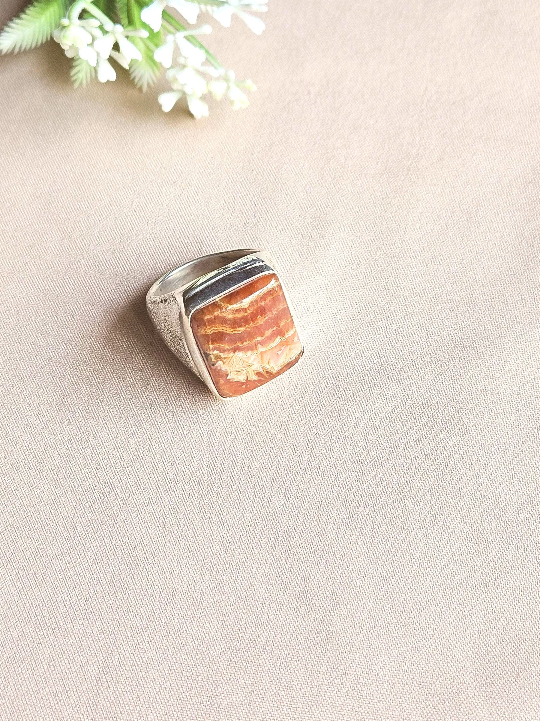 Premium Natural Jasper Ring for Men – Handcrafted Silver Plated GS Fashion Ring