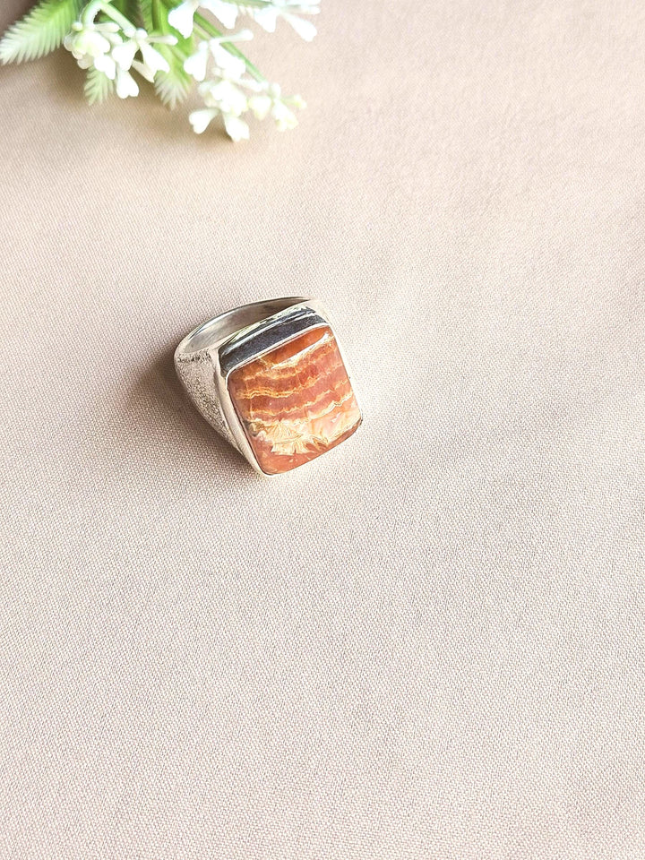 Premium Natural Jasper Ring for Men – Handcrafted Silver Plated GS Fashion Ring