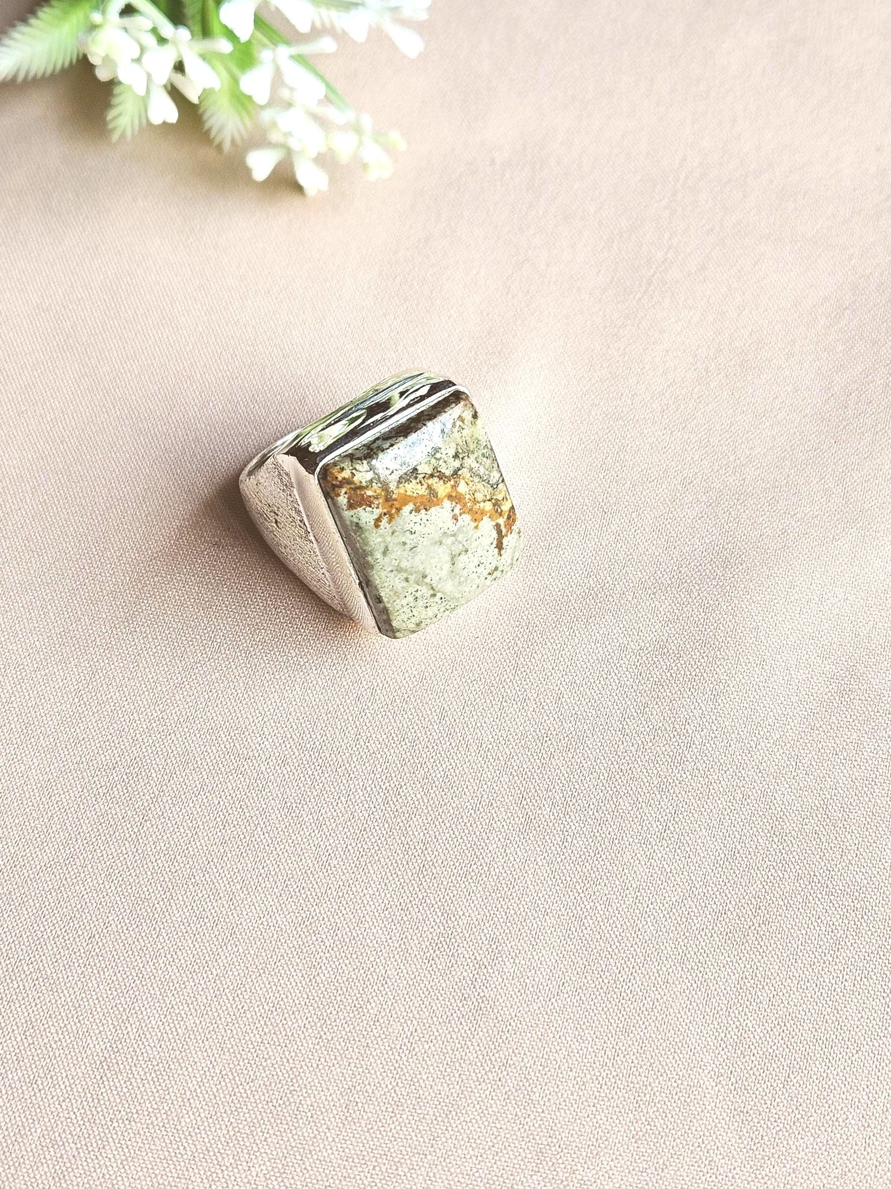 Premium Natural Picture Jasper Ring for Men – Handcrafted Silver Plated GS Fashion Ring