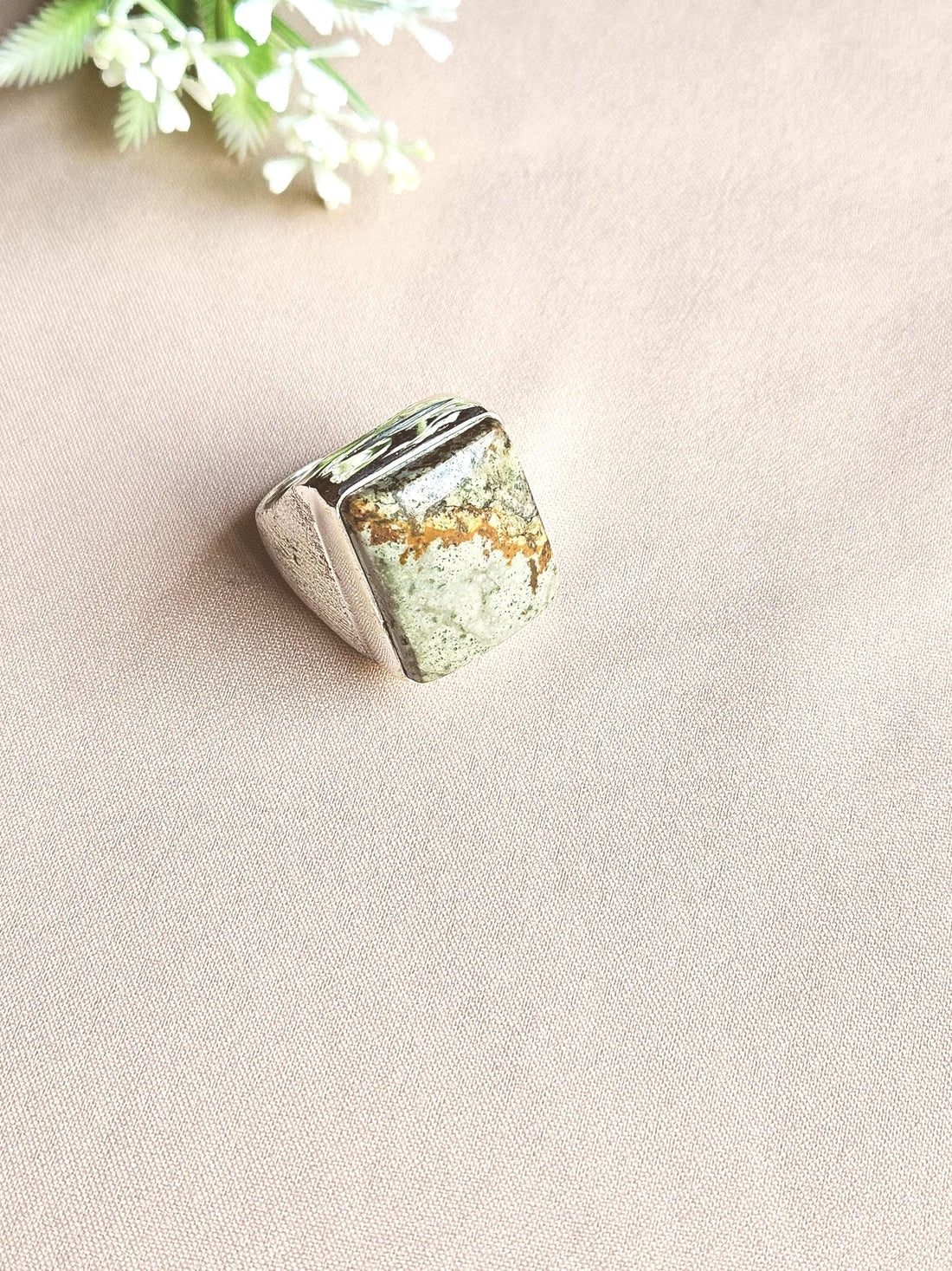 Premium Natural Picture Jasper Ring for Men – Handcrafted Silver Plated GS Fashion Ring